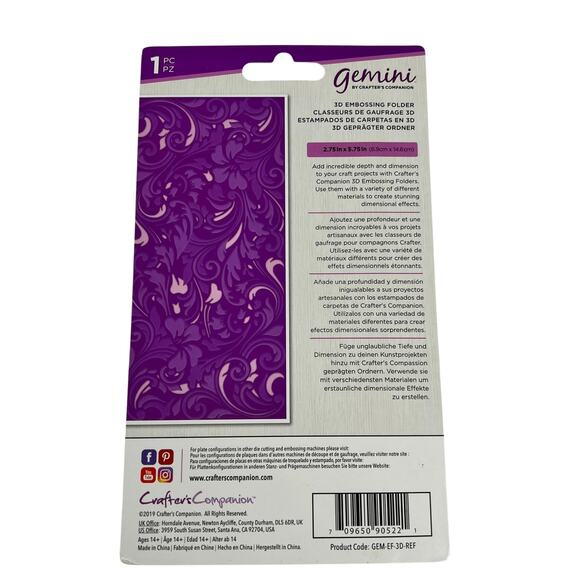 CRAFTERS COMPANION Gemini 3D Embossing Folder Set Regency Floral Frame - Picture 8 of 11